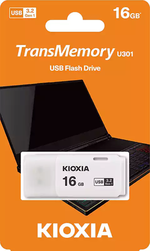 فلاش ميموري كيوكسيا U301، بسعة 128 جيجابايت، USB 3.2، أبيض، LU301W128GG4