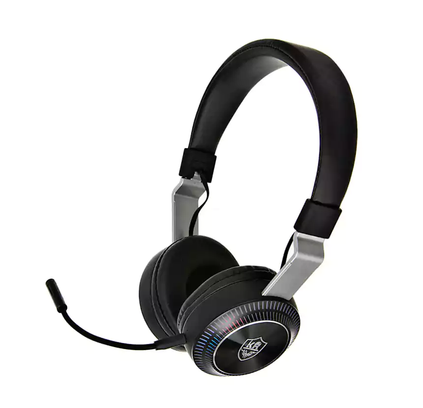 KR-GM032 GAMING HEADPHONE , Over ear wireless set, 7.1 Surround Sound, Noise Cancelation, Microphone included, long life battery, RGB backLight , BLACK