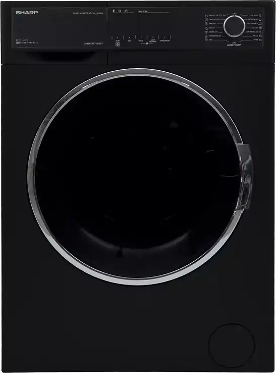 غسالة ملابس فول اوتوماتيك شارب، تحميل أمامي، 9 كجم، 15 برنامج، ديجيتال، أسود، ES.FP914CXE.B