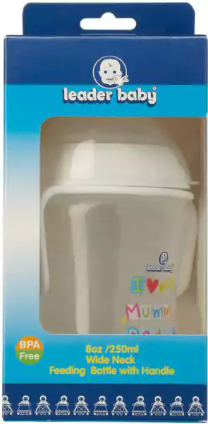 Leader Baby Bottle With Handles, White - 250 ml