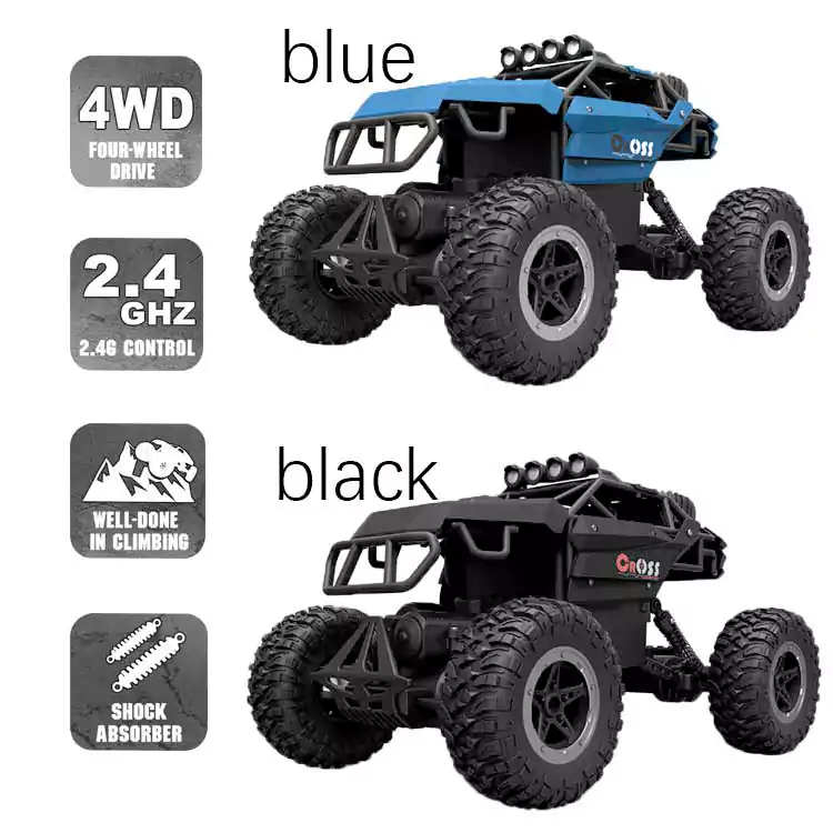 لعبة سيارة جيب باجي، مع شاحن وريموت، معدن، أسود × أزرق أو أخضر، G03061R