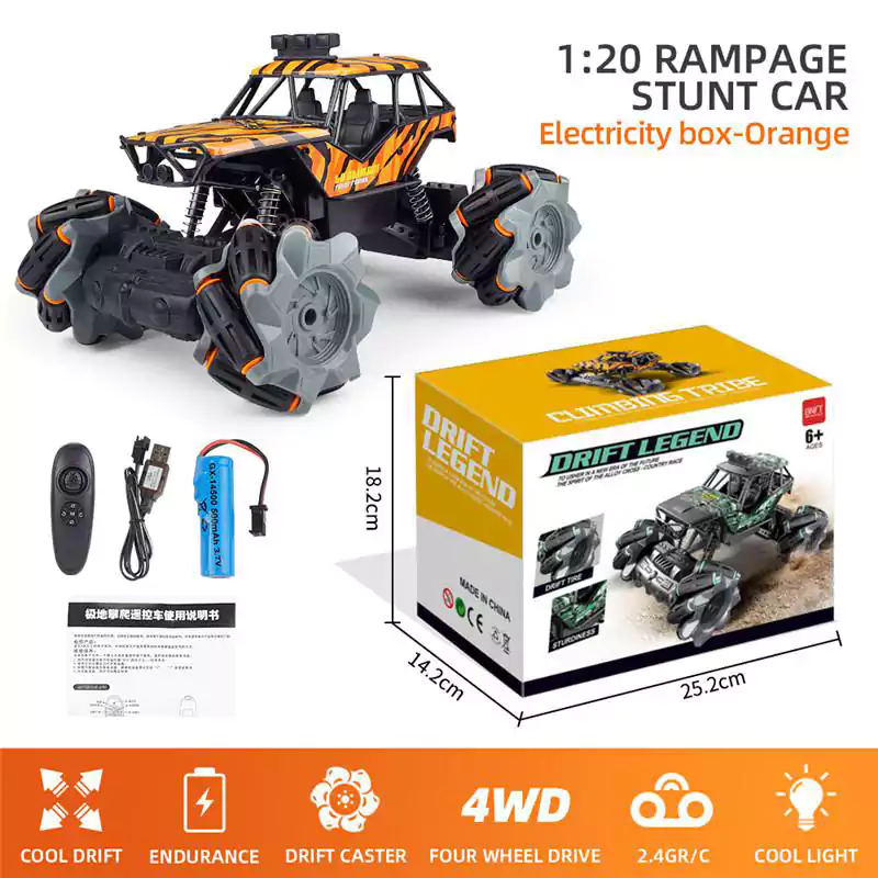 Mountain Car Toy, with Charger and Remote, Black x Green or Orange, 3855