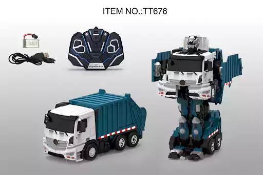 لعبة سيارة نقل ترانسفورمر، مع شاحن وريموت، أسود، TT676