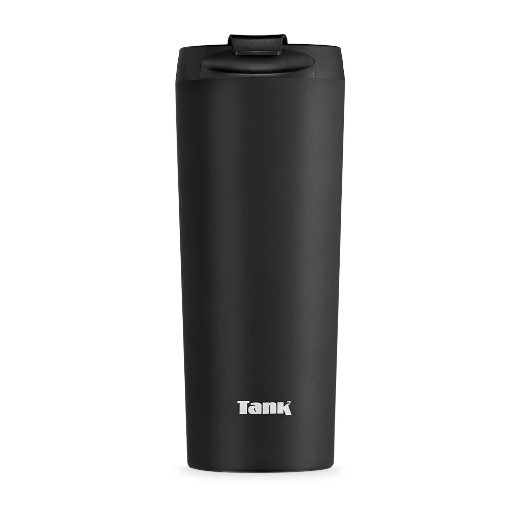 tank thermal mug, Stainless steel,   flip cap, 450 ml, black