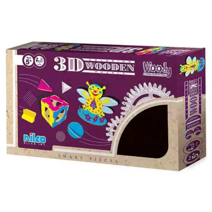 لعبة بازل أشكال هندسية نيلكو، خشب وتلوين