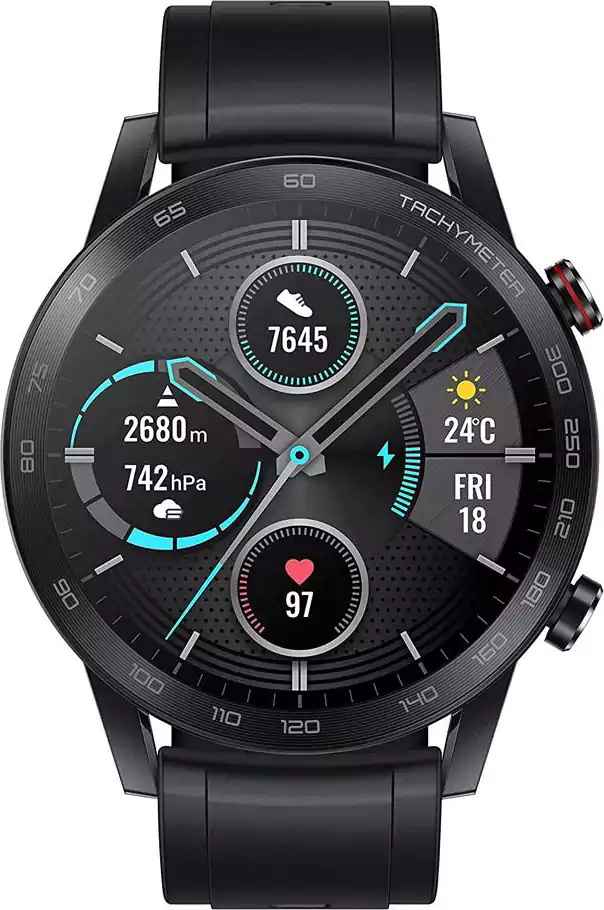ساعة هونور ماجيك الذكية، بلوتوث، شاشة تعمل باللمس 1.39 بوصة، 455 مللي أمبير، نظام تتبع الصحة، أسود فحمي