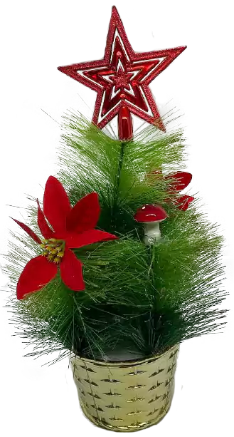 Christmas Tree Green Star and Red Rose 30 cm 085-71