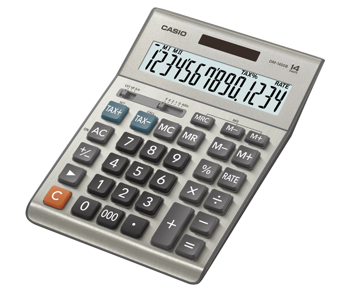 Casio DM-1400B Desktop Calculator, Gray, 14 Digits
