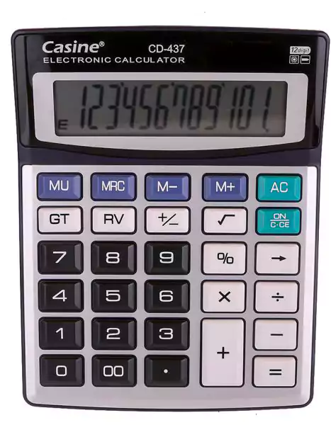 Casine CD-437 Desktop Calculator, Gray, 12 Digits