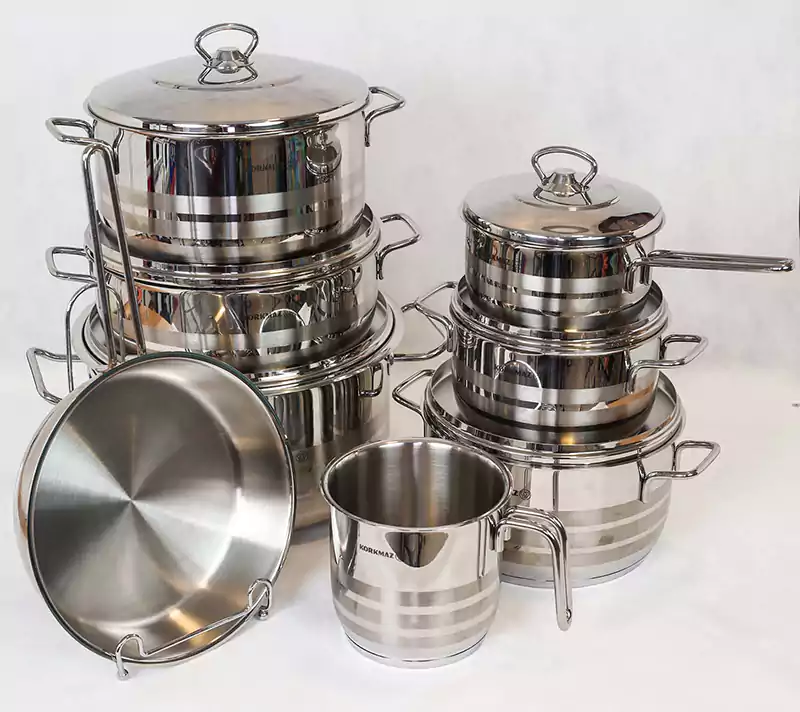 طقم حلل أستنالس من كوركماز استرا جراند 14 قطعة - فضي