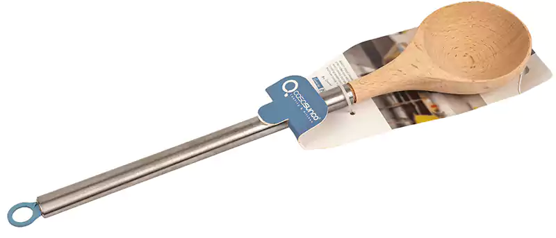 ملعقة غرف طعام خشب بيد أستنالس - فضي