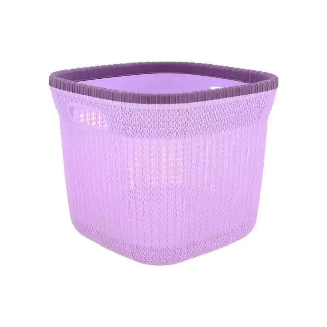 Al Watania Round Plastic Laundry Basket, Size 1 - Purple