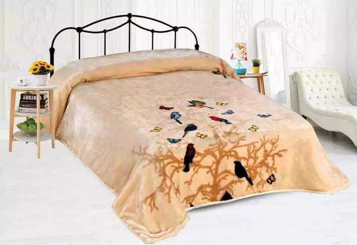 بطانية سرير تركي قطيفة مزخرفة بفراشات عالية الجودة - ألوان متعددة