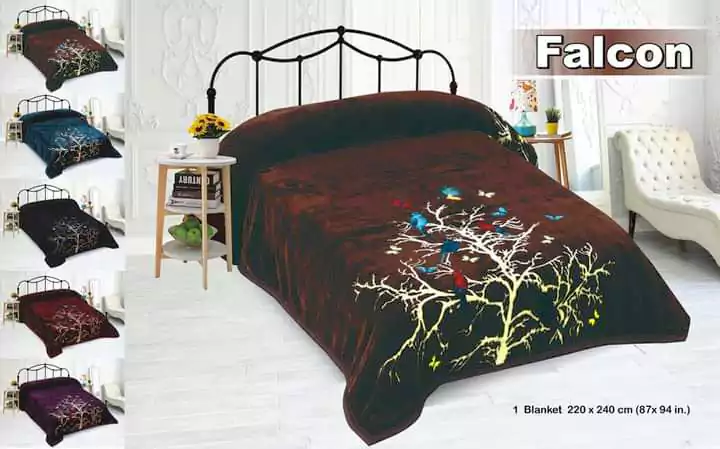 بطانية سرير تركي قطيفة مزخرفة بفراشات عالية الجودة - ألوان متعددة