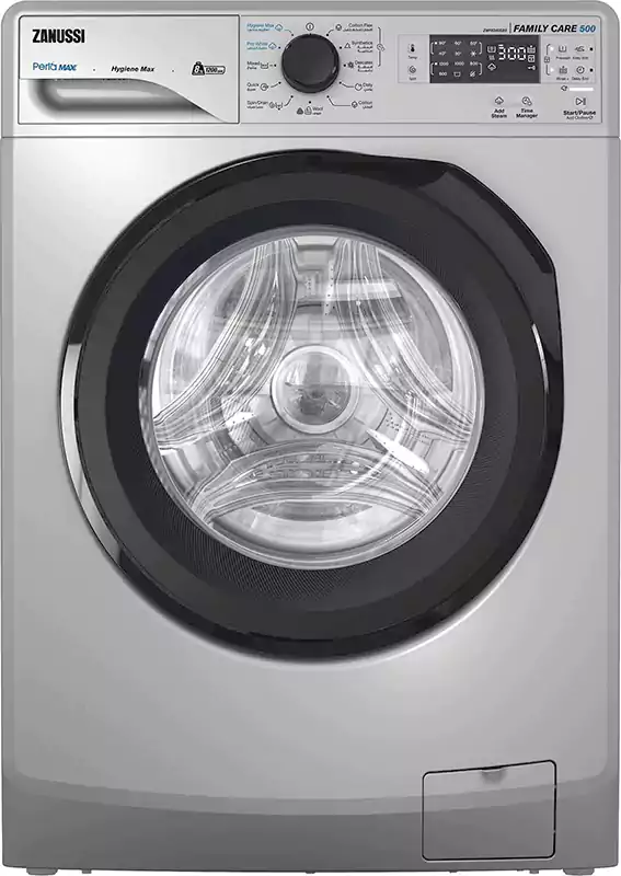 غسالة ملابس فول اوتوماتيك زانوسي، تحميل أمامي، 8 كجم، ديجيتال، فضي × أسود، ZWF8240SB5