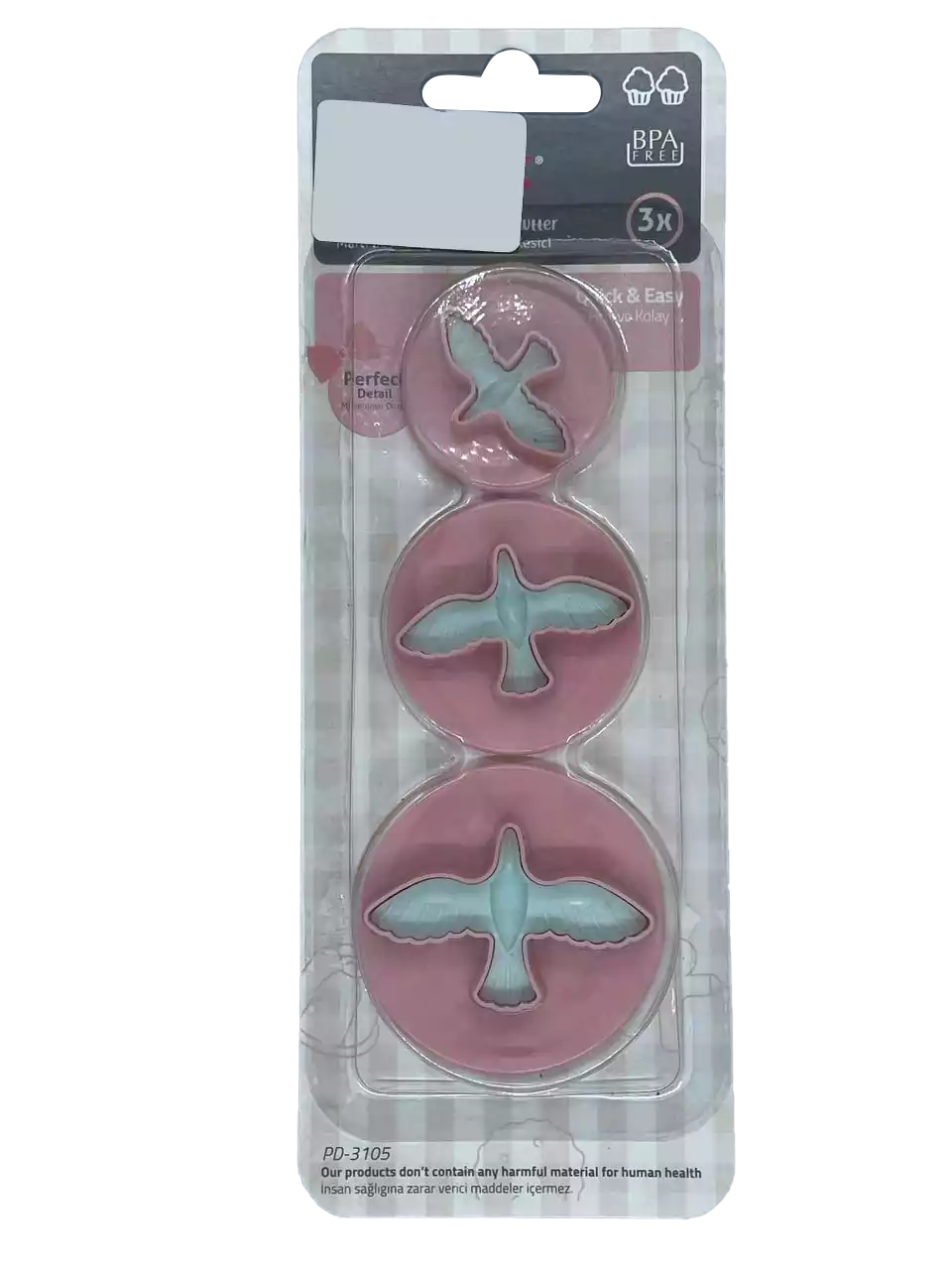 قطاعة بسكويت ومعجنات أشكال الحبيب 3 قطع - بينك