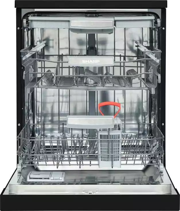 Sharp Dishwasher 15 Place Settings, Inverter, 60 cm, 8 Programs, Digital Display, Black, QW-V815-BK2