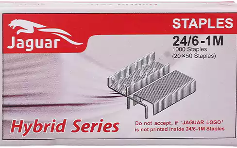 Jaguar Staples office stapler Size 24-6 Hybrid Series, 1000 Pieces, Silver