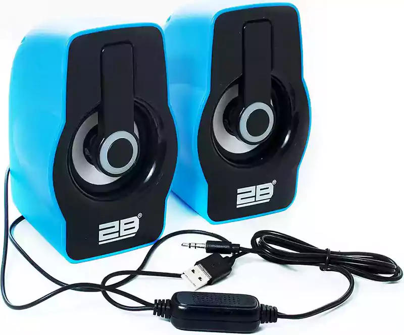 سماعات كمبيوتر تو بي، 6 وات،2 قطعة،، أزرق × أسود، SP114