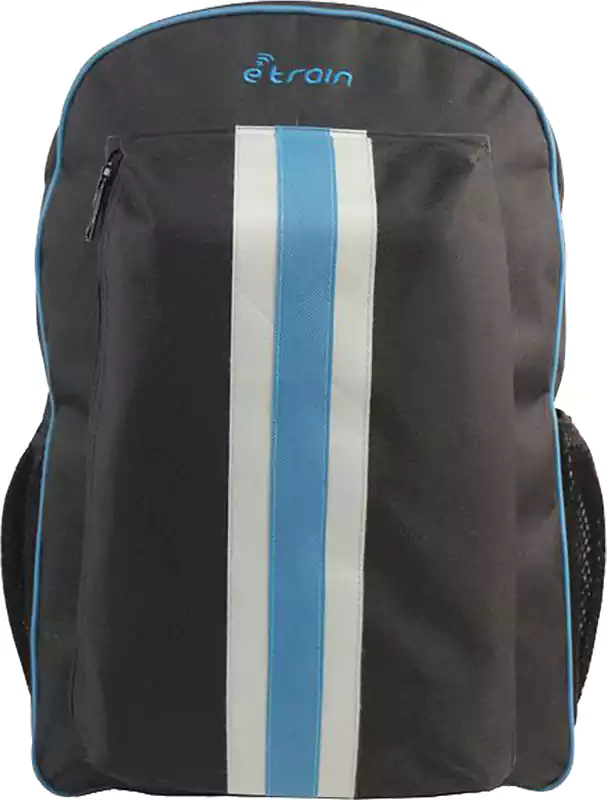 E-Train Laptop Backpack, 15.6 Inch, Nylon, Black x Blue, BG742