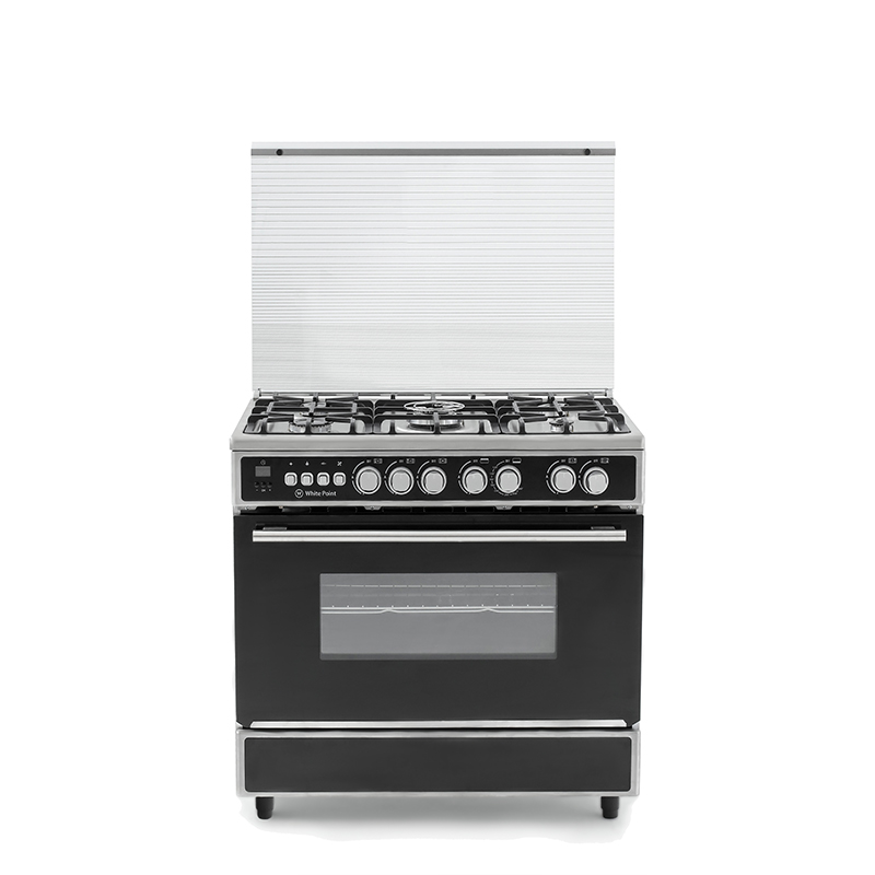 بوتجاز وايت بوينت 5 شعله ستانلس90سم امان تام مروحه حمالات زهر  WPGC9060XTOGFCFSDA