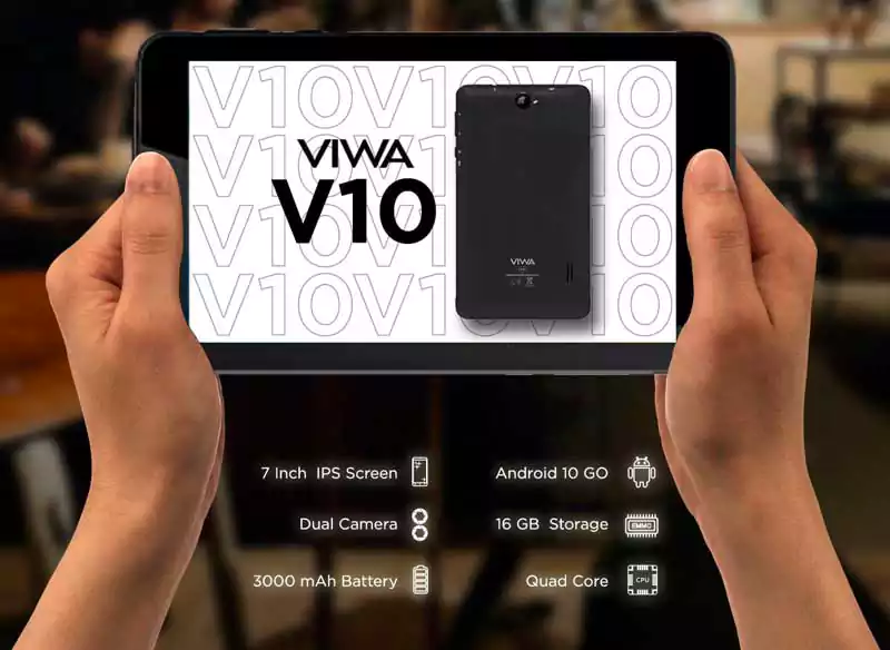 تابلت فيوا V10، شاشة 7 بوصة، ذاكرة داخلية 16 جيجابايت، رامات 1 جيجابايت، ثنائي الشريحة، شبكة الجيل الثالث، أسود