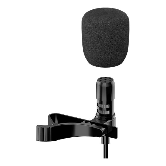 Devia Wired Condenser Microphone, Clip-on, Type C, Black, EM605