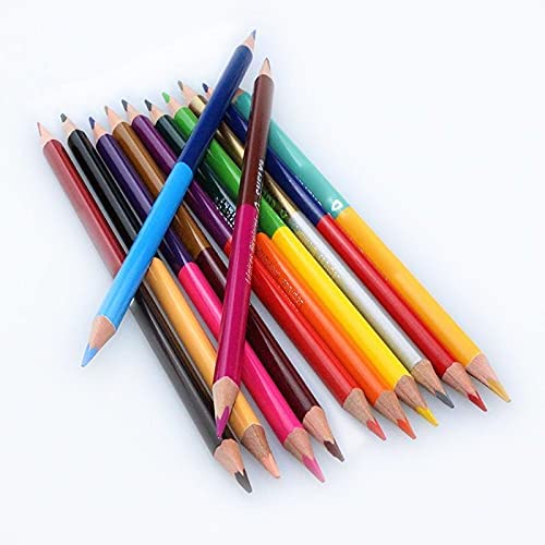 K-Max Wood Colored Pencils, Set of 12 Long Double Sided, Assorted Colors