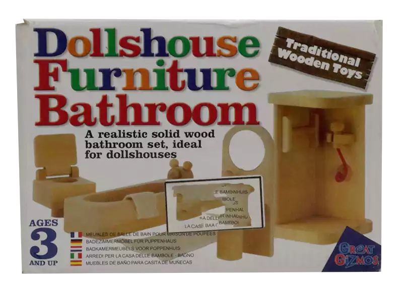 لعبة حمام منزل دمى، خشب