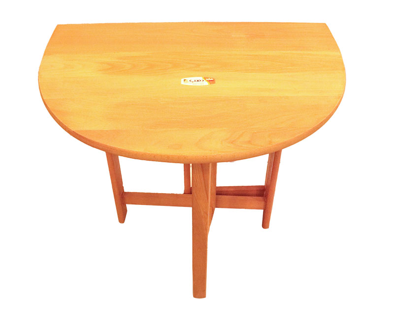 Foldable circular beech wood dining table, suitable for kitchens and trips - beige