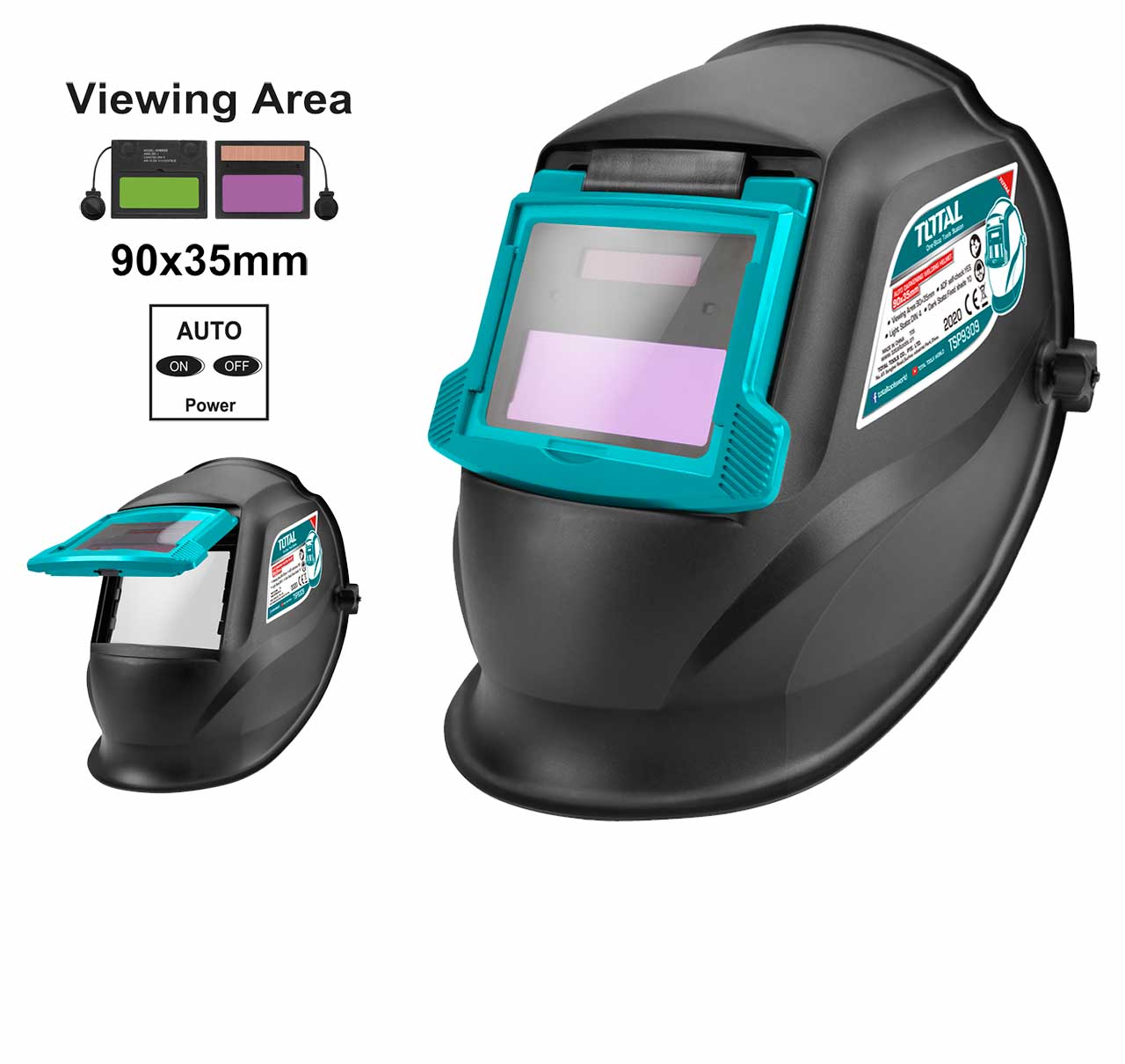 Total Tools Electronic Computer Welding Helmet, 90mm*35mm, Black, TSP9309