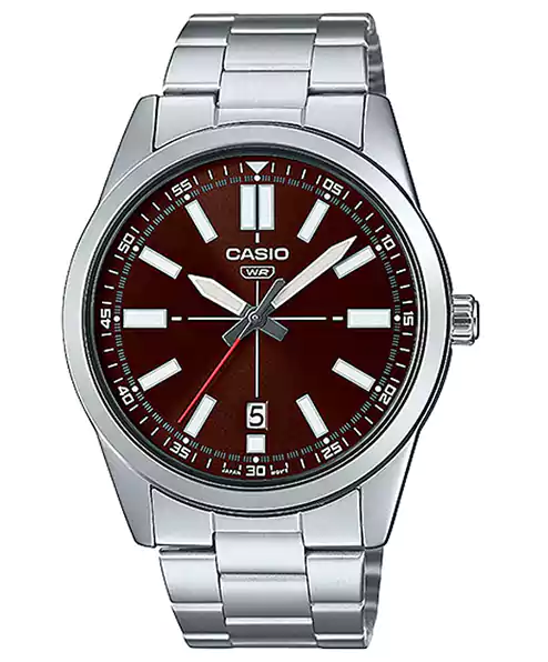 Casio Watch for Men, Analog, Stainless Steel Strap, Silver, MTP-VD02D-5EUDF