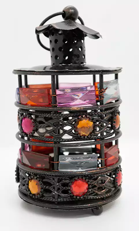 فانوس معدن، أسود × ملون، 7092A