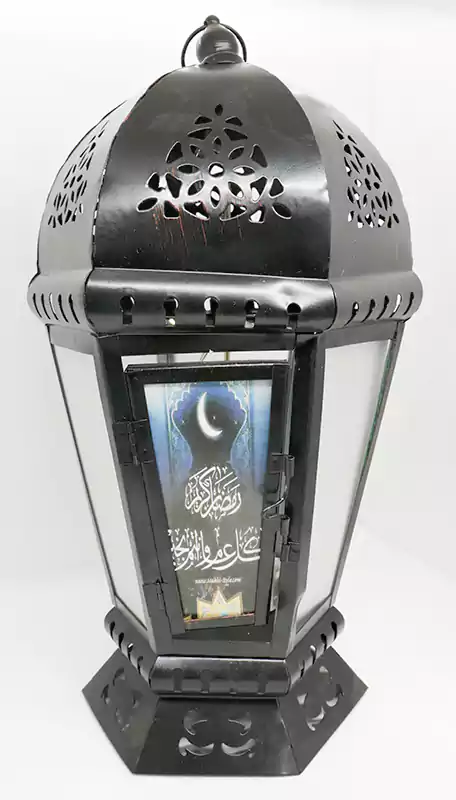 فانوس معدن، رمادي، 0001