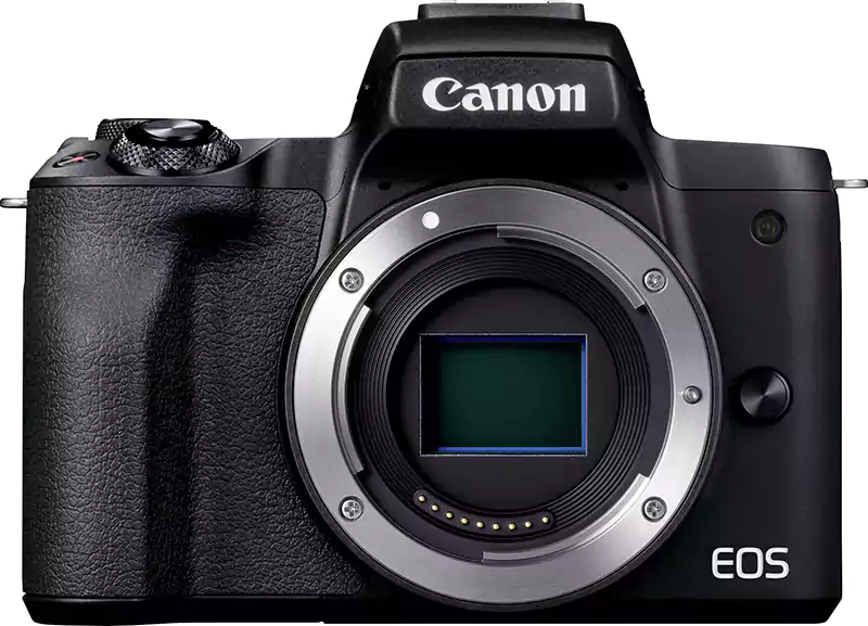 كاميرا تصوير عديمة المرآة  كانون إي أو إس M50 Mark II، عدسة 15-45 مللي متر، دقة  الوضوح 24.1 ميجابيكسل، شاشة إل سي دي ، أسود