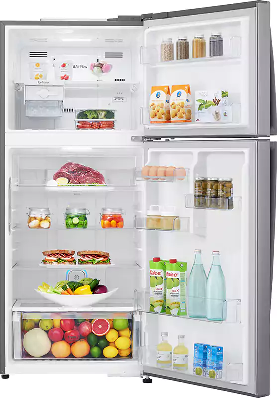 ثلاجة ال جي، نوفروست، 410 لتر، انفرتر، 2 باب، شاشة ديجيتال، فضي، GN-H562HLHL
