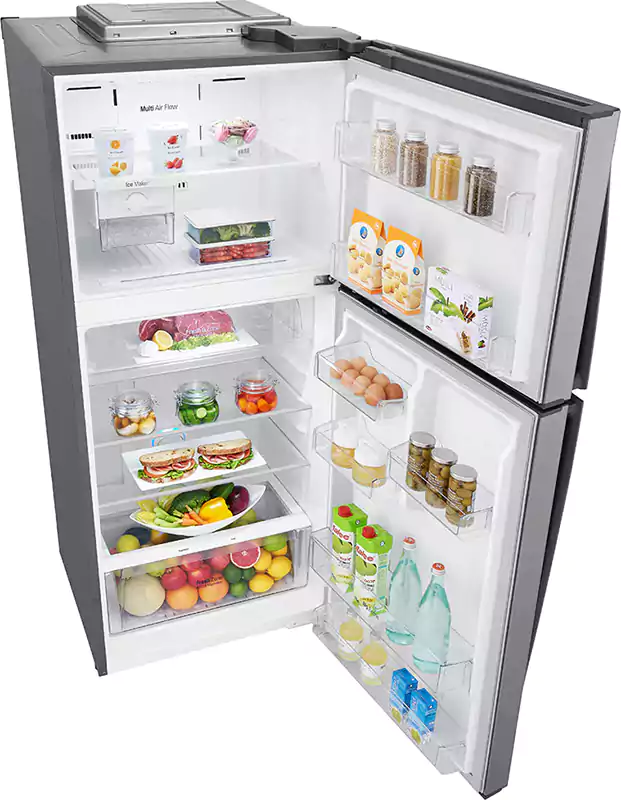 ثلاجة ال جي، نوفروست، 410 لتر، انفرتر، 2 باب، شاشة ديجيتال، فضي، GN-H562HLHL