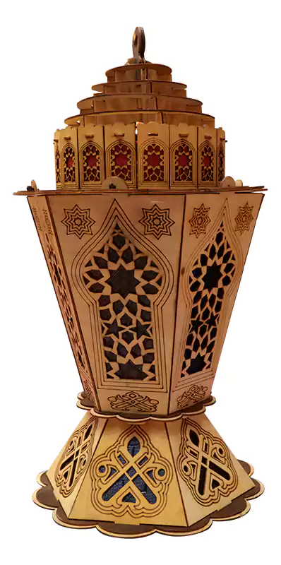 فانوس، خشب، بني × ذهبي