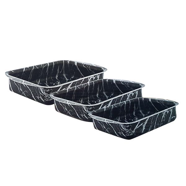 Aluminum wood square casserole set 3 pieces