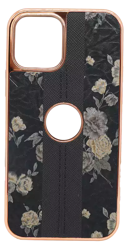 جراب موبايل أيفون 12 برو ، أسود منقوش