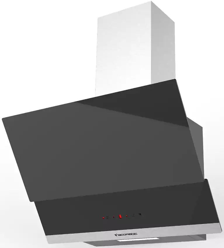 Ecomatic Leaning Decorative Pyramid Built-in Hood, 60 cm, 5 Speeds, Digital, with Chimney, Stainless x Black, H6110MRTX