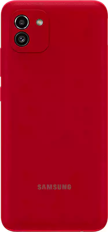 موبايل سامسونج جلاكسي A03، ثنائي الشريحة، ذاكرة داخلية 128 جيجابايت، رامات 4 جيجابايت، شبكة الجيل الرابع إل تي إي، أحمر