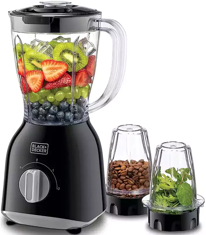 خلاط كهربائي بلاك أند ديكر، 400 وات، 1 لتر، 2 مطحنة، أسود، BX365E