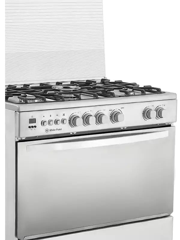 بوتاجاز وايت بوينت، 90 × 60 سم، 5 شعلة ، أمان كامل،ديجيتال، فضي، WPGC9060XCFSDAM