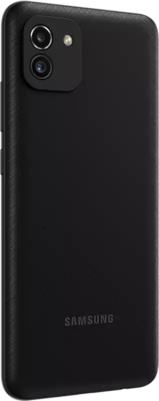 موبايل سامسونج جلاكسي A03، ثنائي الشريحة، ذاكرة داخلية 32 جيجابايت، رامات 3 جيجابايت، شبكة الجيل الرابع إل تي إي، أسود