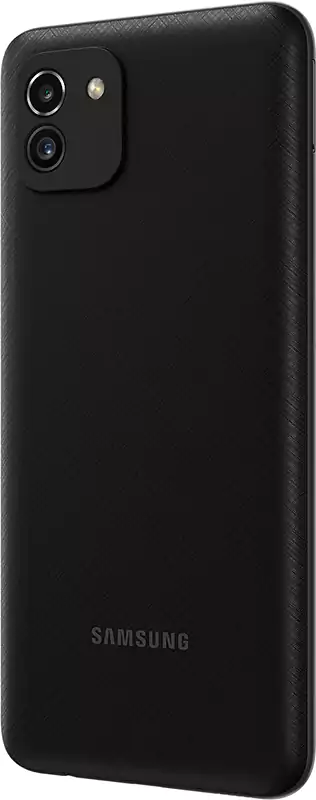 موبايل سامسونج جلاكسي A03، ثنائي الشريحة، ذاكرة داخلية 32 جيجابايت، رامات 3 جيجابايت، شبكة الجيل الرابع إل تي إي، أسود