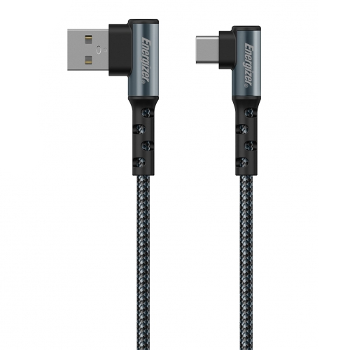 Energizer 90° USB-C Fast Mobile Charging Cable, 2 Meter, Black