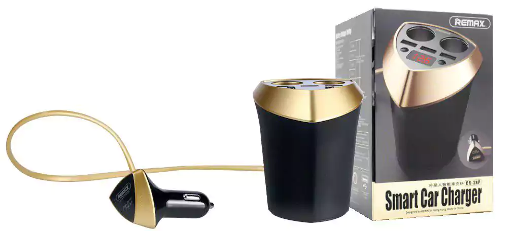 شاحن سيارة ذكي بمنفذ 5 فولت و3 منافذ USB من ريماكس CR-3XP، مؤشر LED