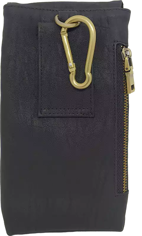 حقيبة موبايل PULOKA، جلد، أسود