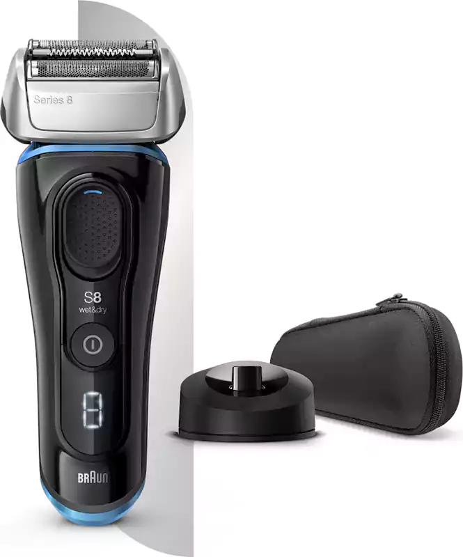 ماكينة حلاقة كهربائية للرجال براون، استخدام جاف ورطب، قابلة لإعادة الشحن، أسود، 8345S